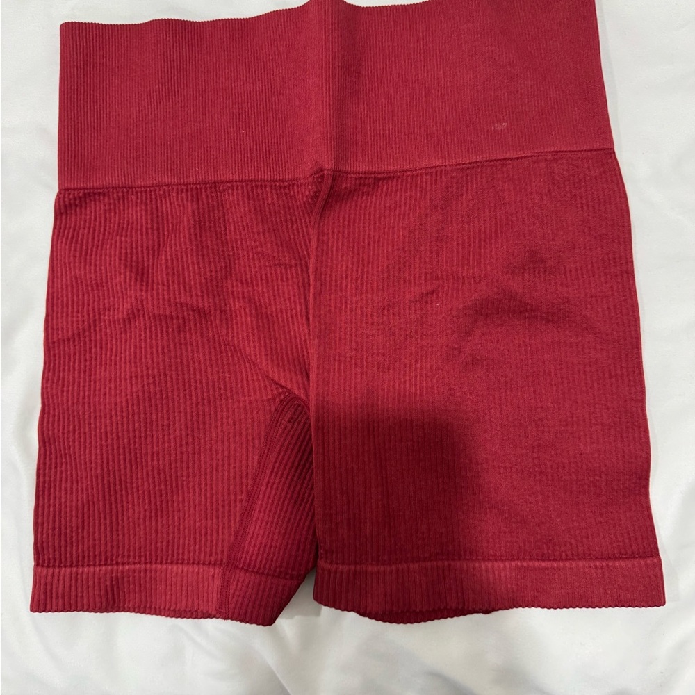 Colsie Women's Deep Red Ribbed Bike Shorts